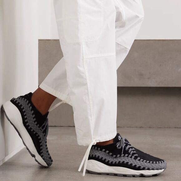 Nike Air Footscape Woven Grey Grosgrain Trimmed and Black Calf Hair Sneakers New - Picture 11 of 12